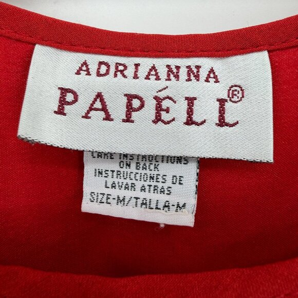 Adrianna Papell Red Floral Sheer Overlay Midi Long Dress Women’s M - Picture 7 of 10